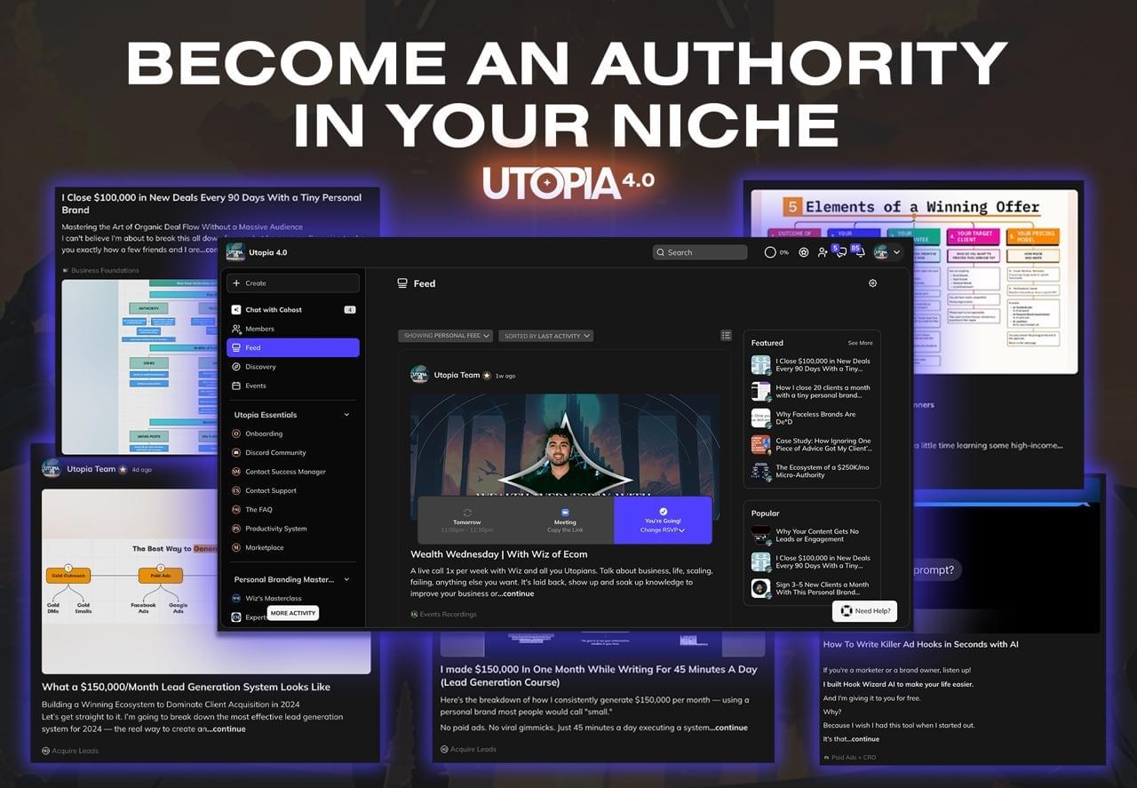 UTOPIA 4.0 Dashboard - Become an Authority in Your Niche
